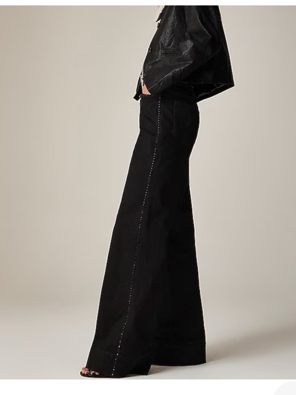 J. Crew Black ‘96 Denim trouser with black crystal detail